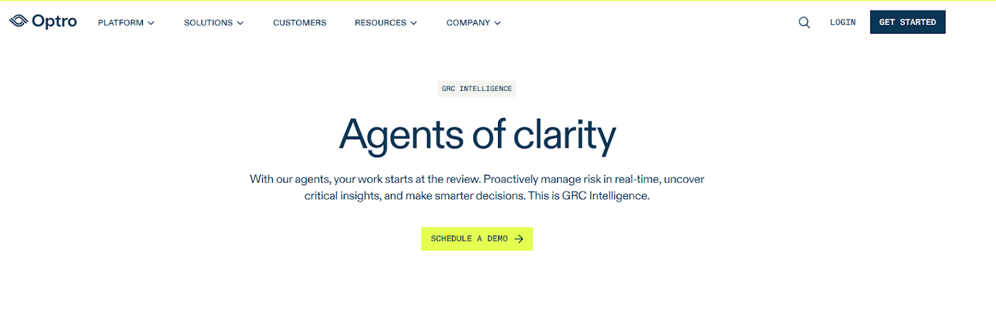 Optro homepage, the platform formerly known as AuditBoard