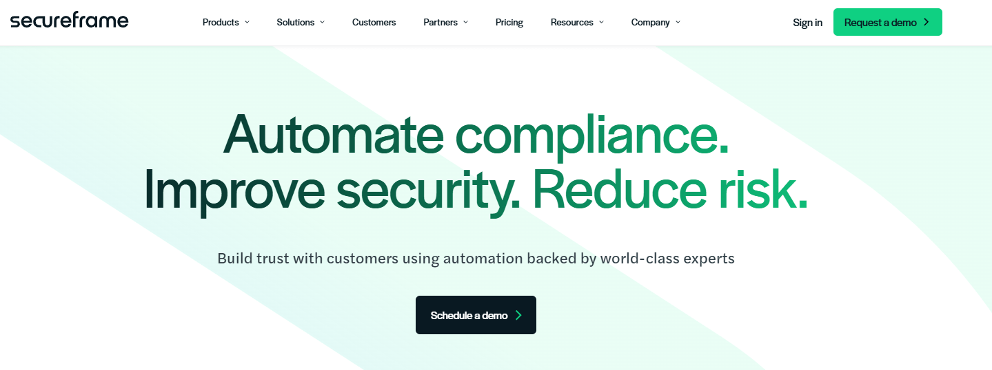 Secureframe homepage with compliance automation