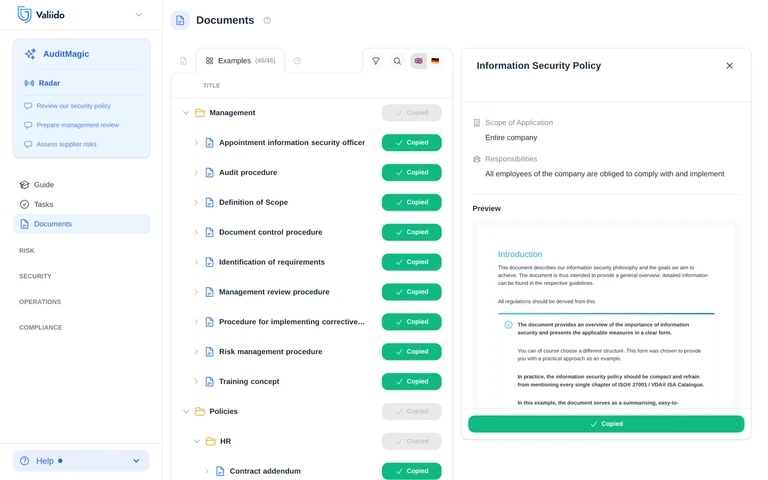 Valiido 1-Click Templates library
