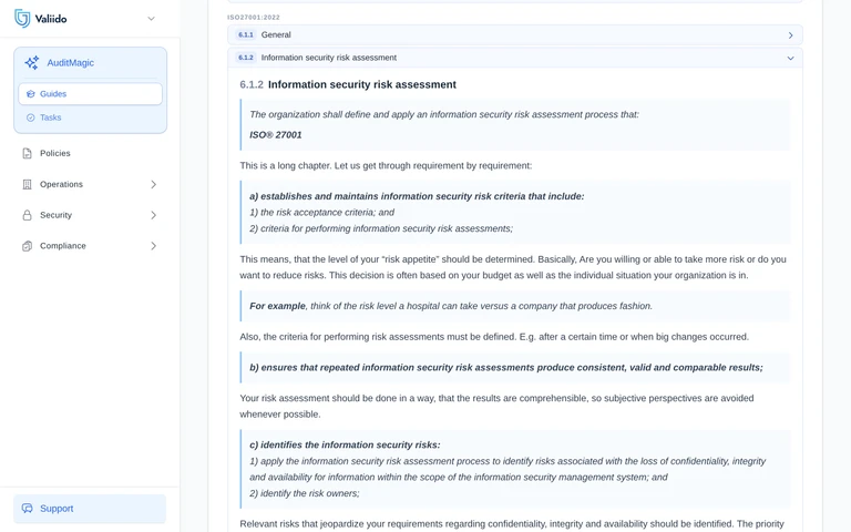 Valiido Guide explaining an ISO® 27001 requirement in plain language