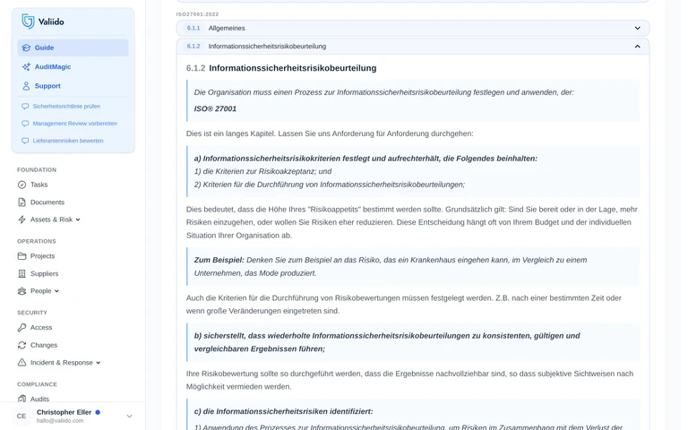 Valiido Guide erklärt eine ISO® 27001-Anforderung in verständlicher Sprache
