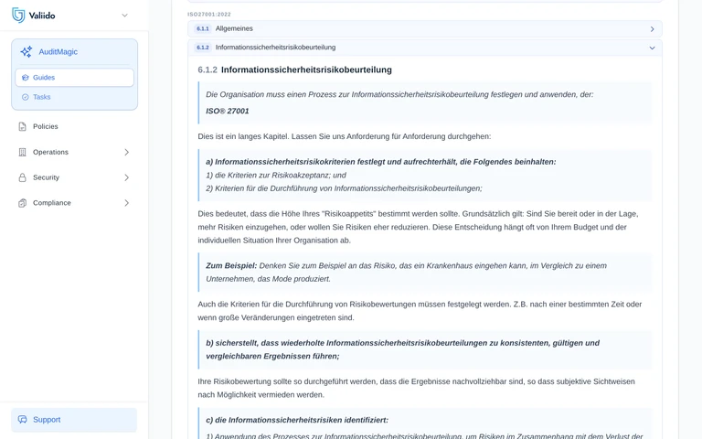 Valiido Guide erklärt eine ISO® 27001-Anforderung in verständlicher Sprache