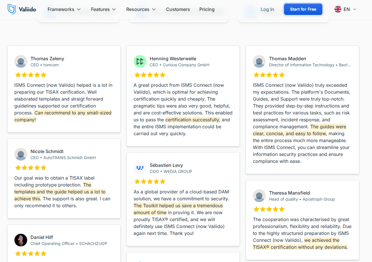 Valiido customer reviews