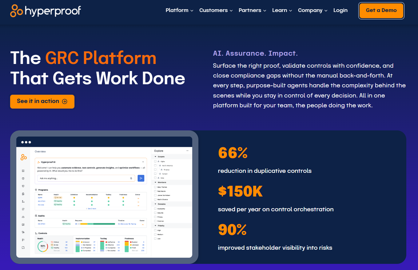 Hyperproof GRC platform homepage