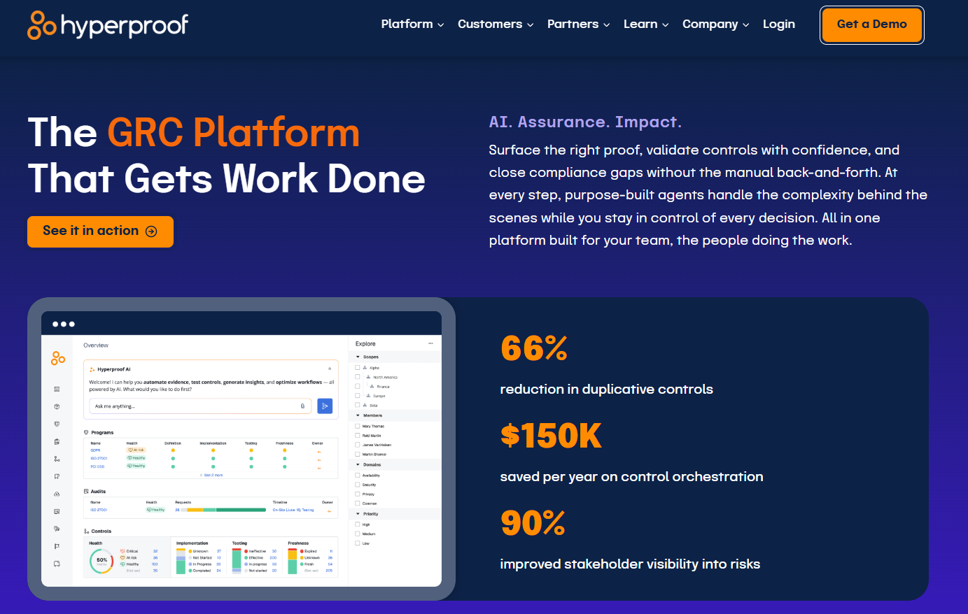Hyperproof GRC platform homepage