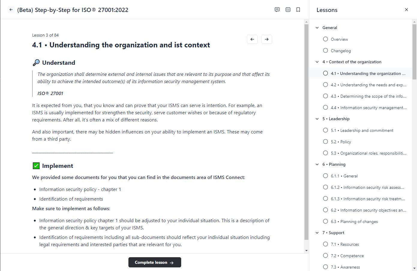ISO 27001 platform preview
